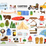 DL素材「Camping」キャンプの水彩clipart set