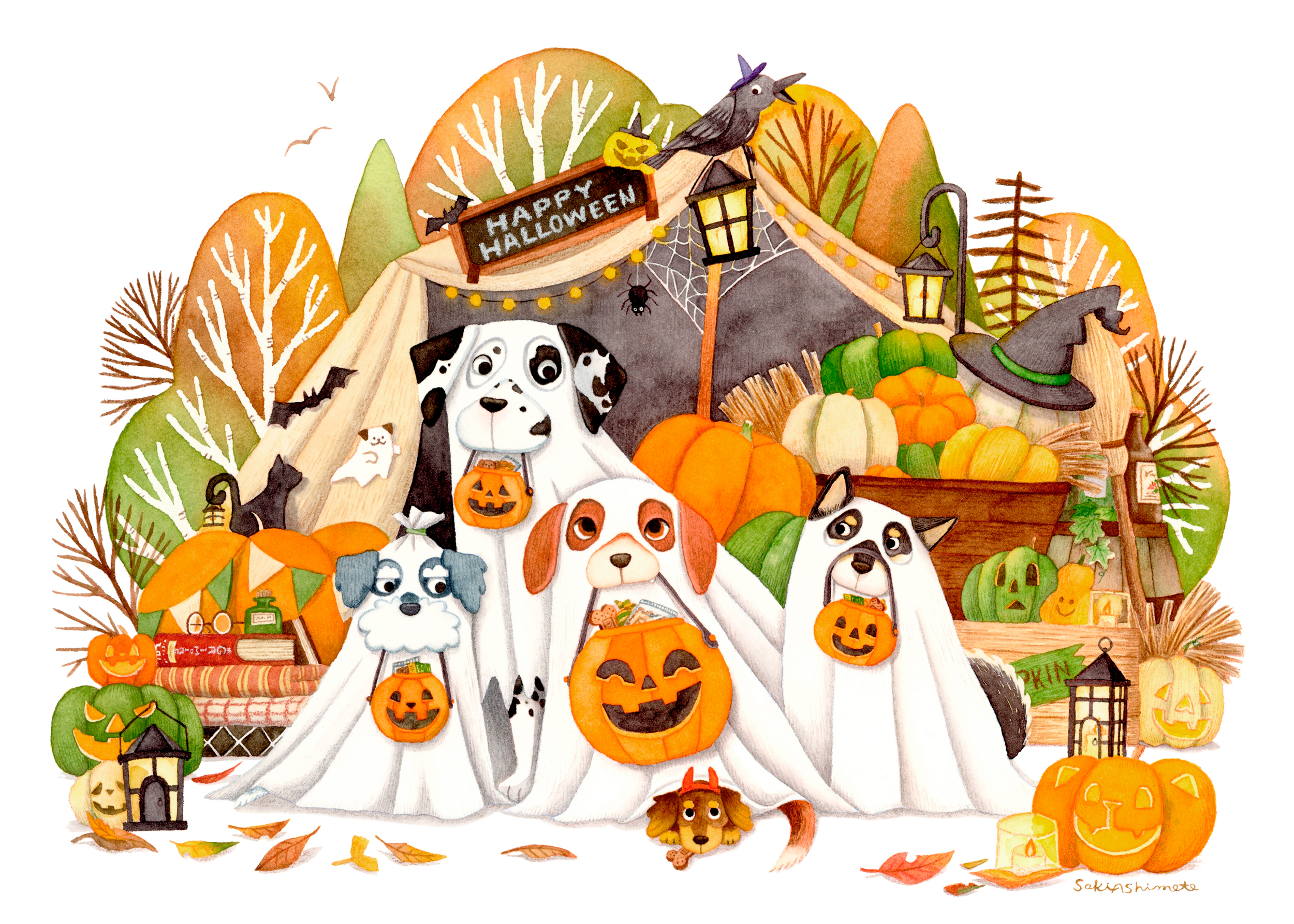 10月／HAPPY HALLOWEEN：ビーグル、ダルメシアン、シュナウザー、ダックスフンド、黒柴