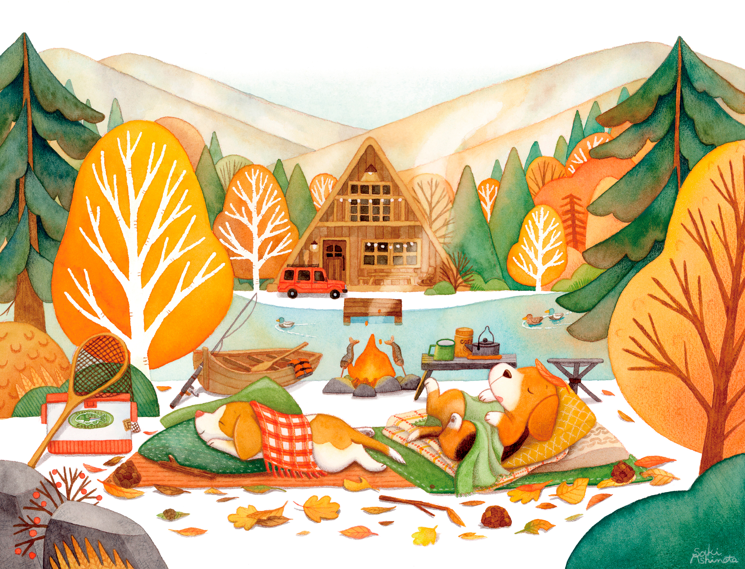 11月／A Cozy Autumn Day：ビーグル、レモンビーグル